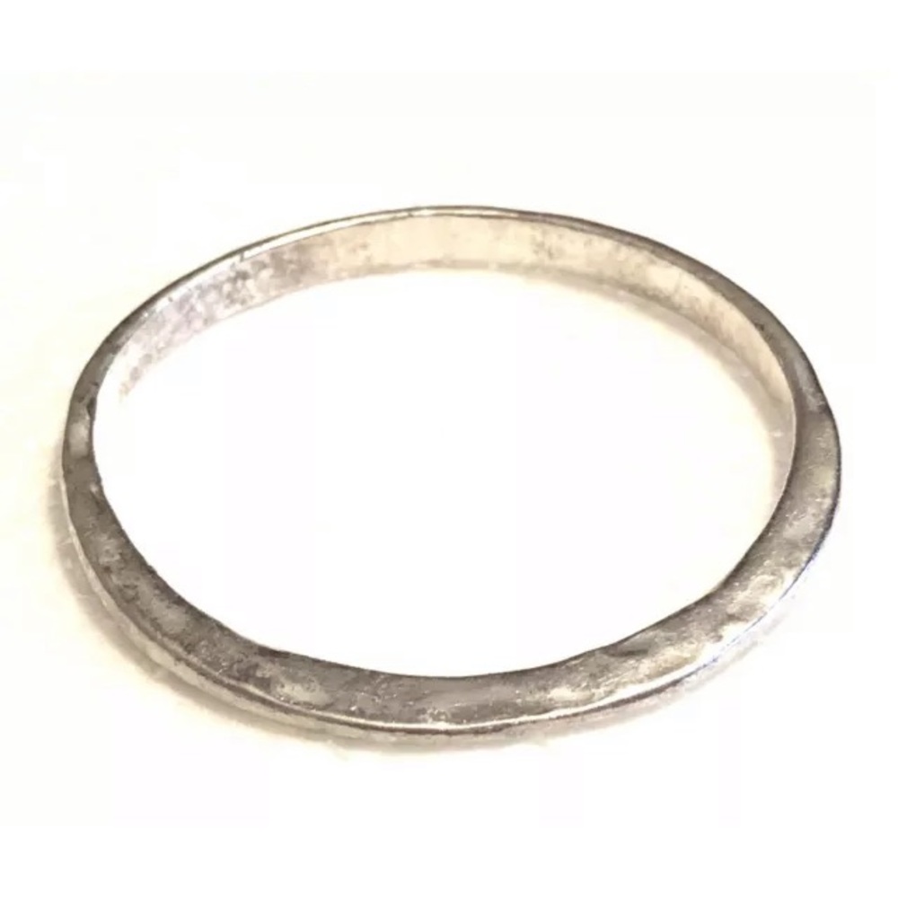Silver Tone Hammered Inverted Bracelet Small